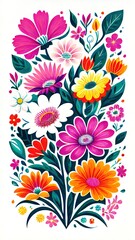 The image of a digital illustration of stylized flowers: