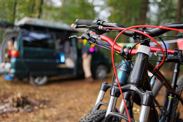 Van and Bicycles in Peaceful Forest Retreat