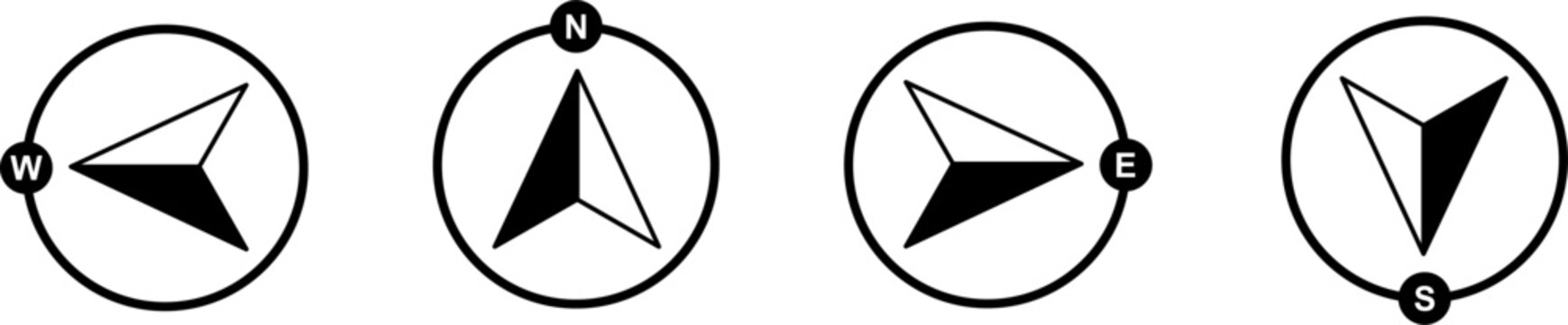Compass icon. West, north, east, south arrow direction symbol. Sign navigation vector. White Background. Vector Illustration