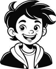 Happy cartoon boy smiling with playful expression, cheerful youthful character illustration. Ai gen