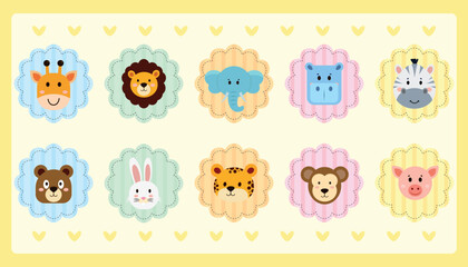 Dead animals, lion, elephant, giraffe, hippo, rabbit, tiger, monkey, set animals of ark