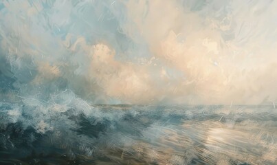 Abstract oil landscape with impressionist influences, dreamy and ethereal