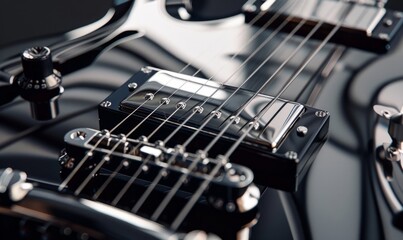 Delve into the dynamic curves of an electric guitar, its sleek body adorned with pickups and knobs, ready to unleash rock 'n' roll power chords