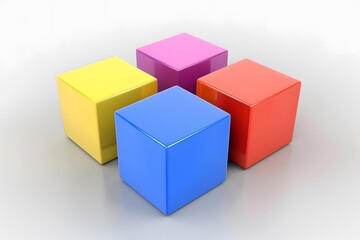 Fototapeta premium Four Colorful Cubes Abstract Background