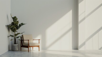 Fototapeta premium Minimalist Living Room with Sunlight Streaming in