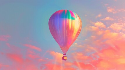 Fototapeta premium Hot Air Balloon Soaring Through a Pastel Sky
