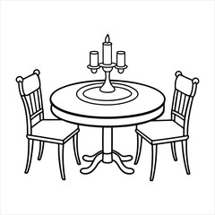 Dining Table line art vector