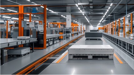 Obraz premium robotics factory with automated assembly lines and robots programmed