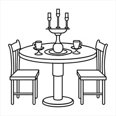 Dining Table line art vector