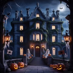 house with pumpkin