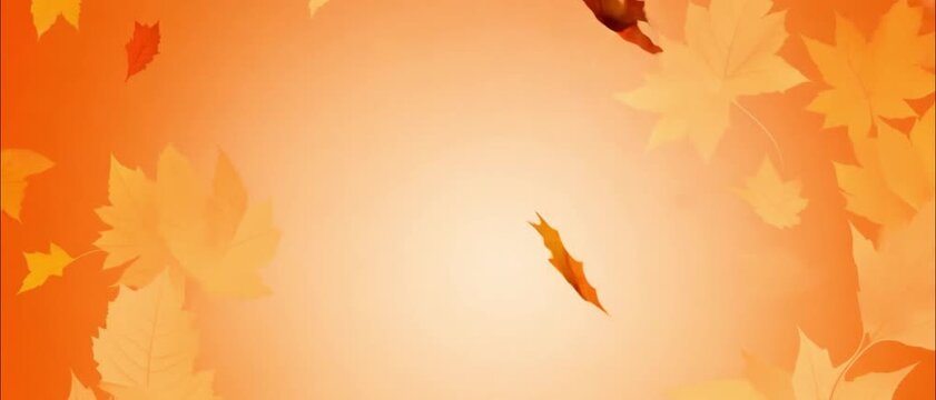 Realistic falling autumn leaves 4K animation video with a soft pastel fall orange background. Use it for your project presentation, or to provide a beautiful relaxing environment. Abstract nature 
