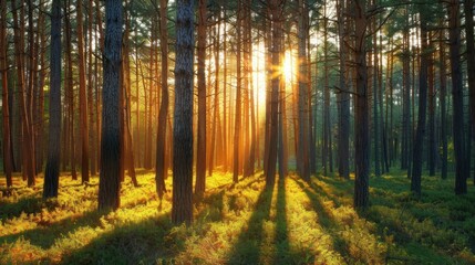 Sunbeams Through the Trees