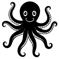 funny Octopus black vector silhouette