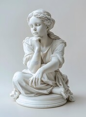 White Marble Sculpture of a Sitting Woman