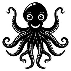 funny Octopus black vector silhouette