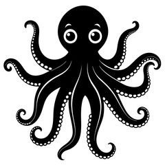 funny Octopus black vector silhouette