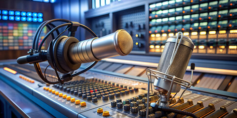 Fototapeta premium radio, radio broadcasting, microphone, dj,