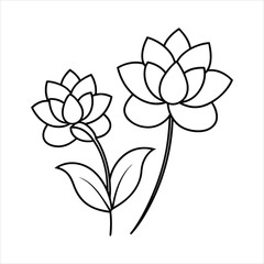 Flowers with stems line art