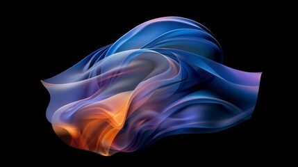 Obraz premium Blue and orange abstract fabric creating an elegant and dynamic wave against a sleek black backdrop