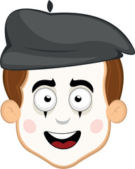 vector illustration face character of street artist mime cartoon with a cheerful and smiling expression