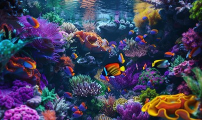 Obraz premium Colorful coral reef with fish