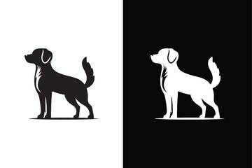 illustration or silhouette icon of a dog. black dogs on a white background