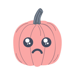 Cute Halloween pumpkin with cut-out eyes and mouth on a white background