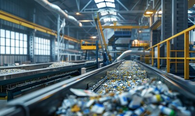 Fototapeta premium High-tech recycling center with automated sorting systems