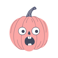 Cute Halloween pumpkin with cut-out eyes and mouth on a white background