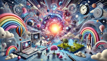 Future Horizons: Skyscrapers and Floating Spheres in a Technological Utopia