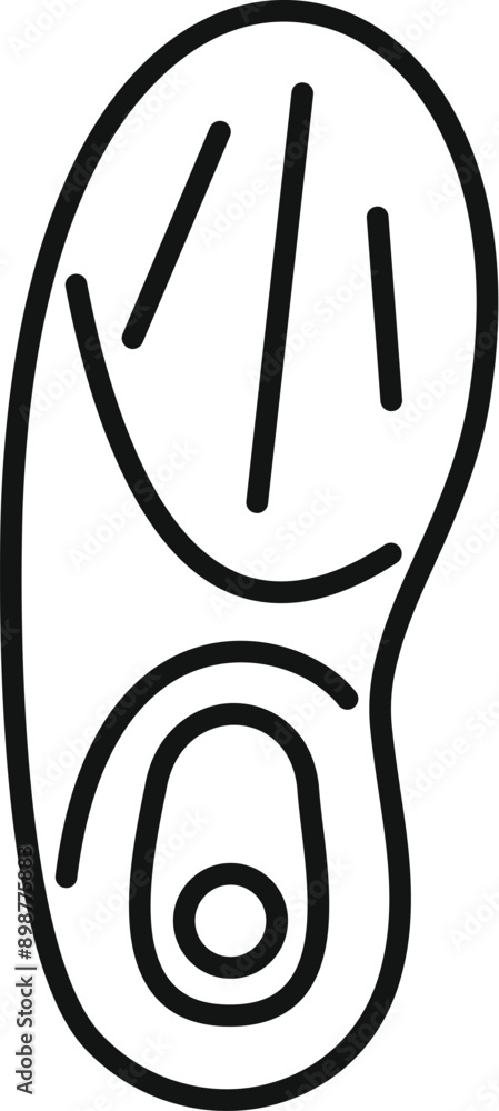 Poster simple line icon representing an orthopedic insole, designed to provide cushioning and support