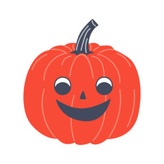 Cute Halloween pumpkin with cut-out eyes and mouth on a white background