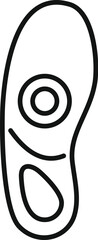 Line art icon of an orthopedic insole, designed to provide cushioning and support for the foot's arch