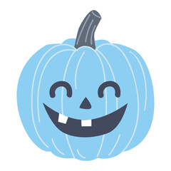 Cute Halloween pumpkin with cut-out eyes and mouth on a white background