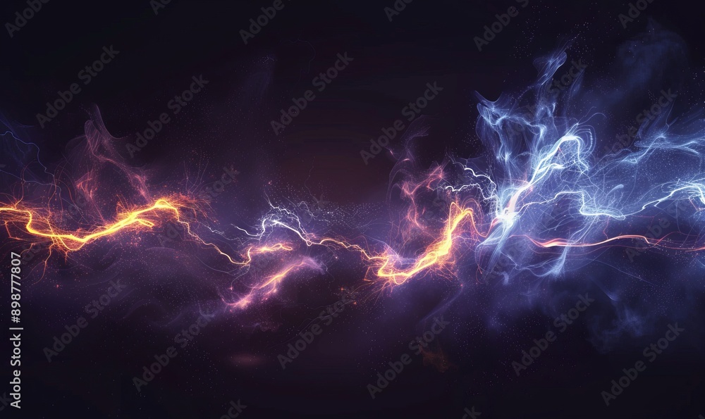 Poster the motion of lighting on the dark background. electric wave from side to side. thunder shock effect