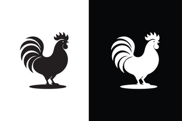 Silhouette icon of a chicken, Beautiful chicken. Vector illustration on white background.