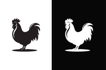 Silhouette icon of a chicken. Beautiful chicken. Vector illustration