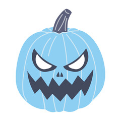 Cute Halloween pumpkin with cut-out eyes and mouth on a white background