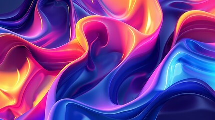 Obraz premium Modern and vibrant design featuring colorful wavy shapes in an abstract background