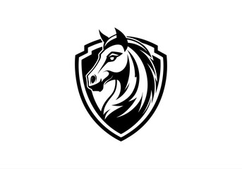 animal, black, defense, design, elegance, elegant, face, graphic, guard, head, horse, horse logo, icon, illustration, logo, luxurious, luxury, mascot, protect, secure, security, shield, stallion,