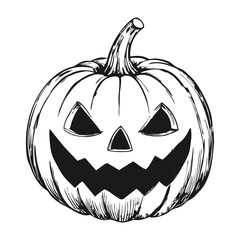 Halloween pumpkin with cut-out eyes and mouth on a white background