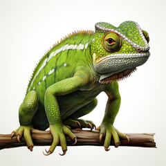 Fototapeta premium Watercolor Green color chameleon close up, clipart Illustration, Generative Ai