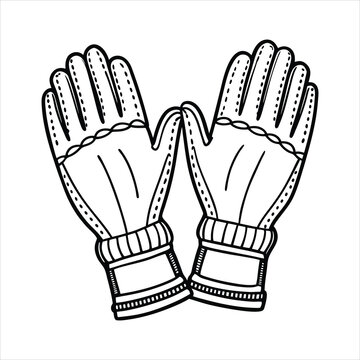 black and white gloves clip art preview