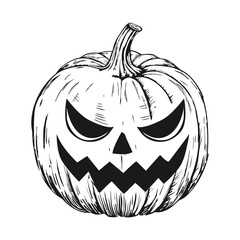 Halloween pumpkin with cut-out eyes and mouth on a white background