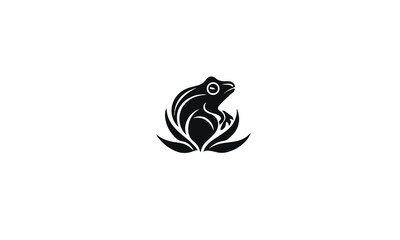 combine frog with green leaf logo black simple flat icon on white background