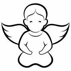 Baby angel silhouette vector illustration