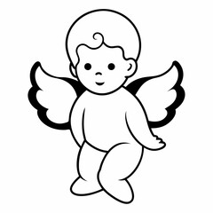 Baby angel silhouette vector illustration