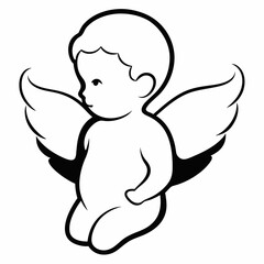 Baby angel silhouette vector illustration
