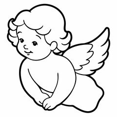 Baby angel silhouette vector illustration