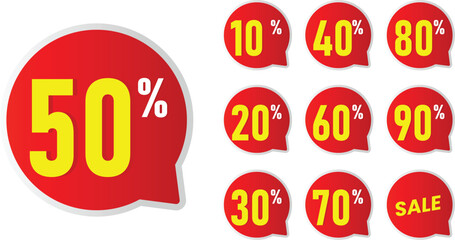 Red and Yellow Discount tag collection set vector 